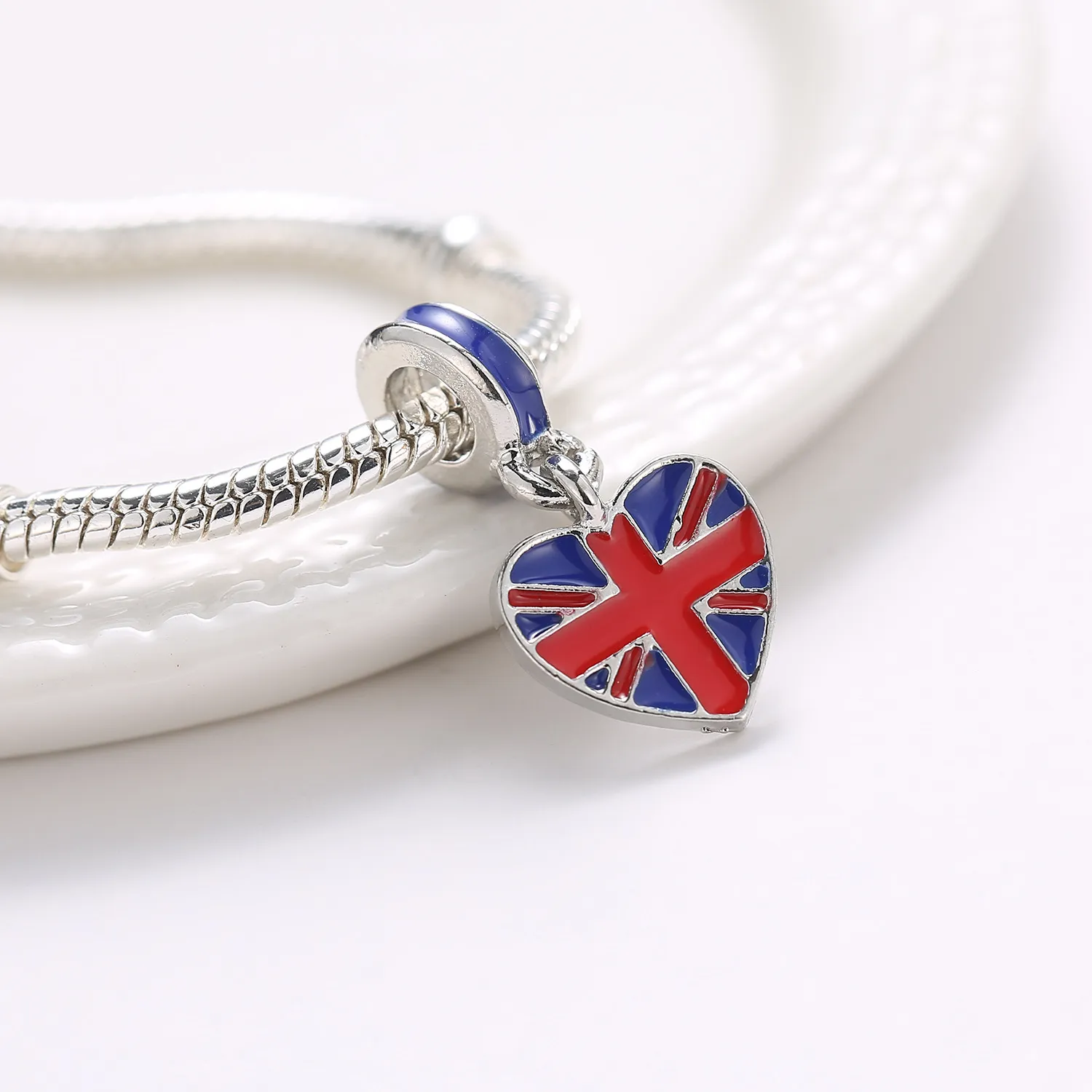 2017 Nowa Koreańska wersja biżuterii Fit Pandora Drop Oil Brytyjska Flaga Miłość Wisiorek Europejska Akcesoria Bransoletka Fabryka Direct