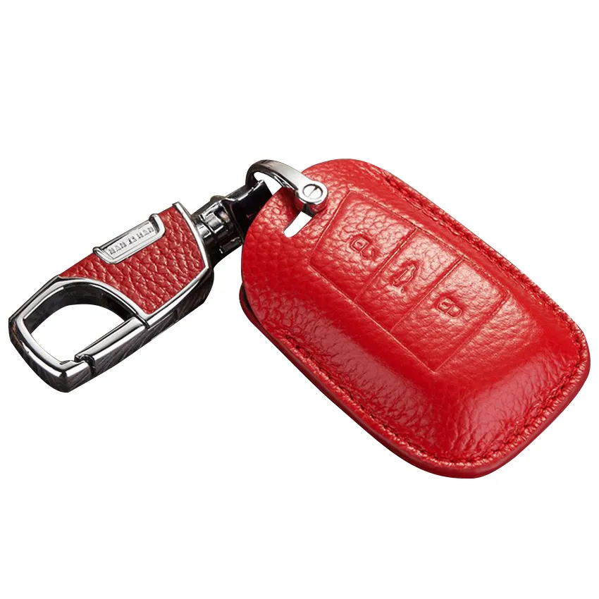 Étui clé de voiture en cuir Zwart avec porte-clés - Couvre- clé de voiture  en cuir