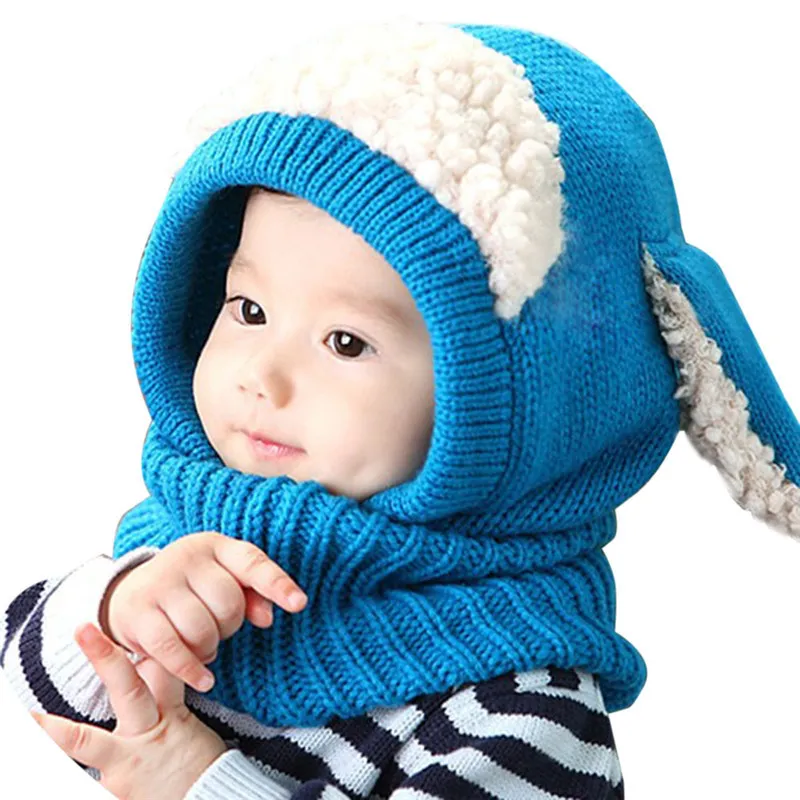 Cappello invernale da bambino 2017 Cappelli ragazze Bambini Bambini Coniglio Berretto lungo orecchie Morbido uncinetto Berretti bambini Cappello con cappuccio Sciarpa Set Bonnet264U2009550