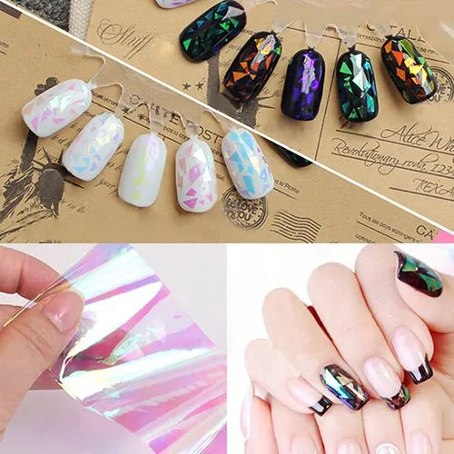 Nova Alta Qualidade 5 Pcs Holográfica Foils Nail Céu Estrelado Glitter Foils Nail Art Etiqueta de Transferência 1QH