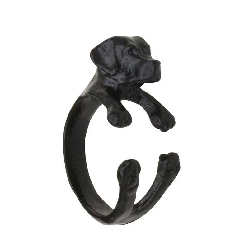 10 stks / partij Antiek Zilver / Brons Labrador Retriever Rings Verstelbare Dier Hondenras Ringen voor Dames Groothandel