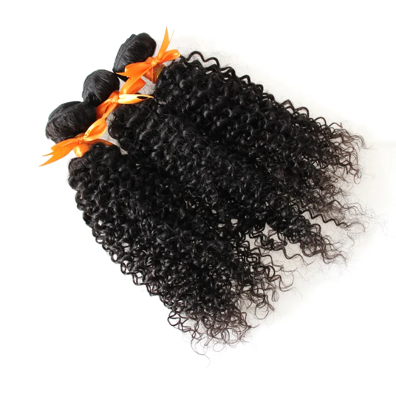 100% Human Hair Weave Bundles Natural Color Hair Weaving 3 bundles kinky curly human hair bundles ,No shedding,tangle free