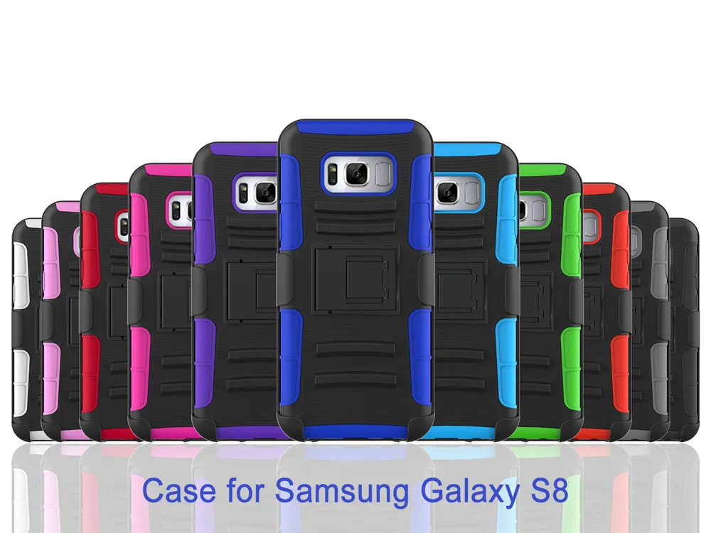 حالة Dropproof لسامسونج S8 مع حزام كليب 2 في 1 روبوت القضية لسامسونج S8 متعدد الألوان دي إتش إل الحرة