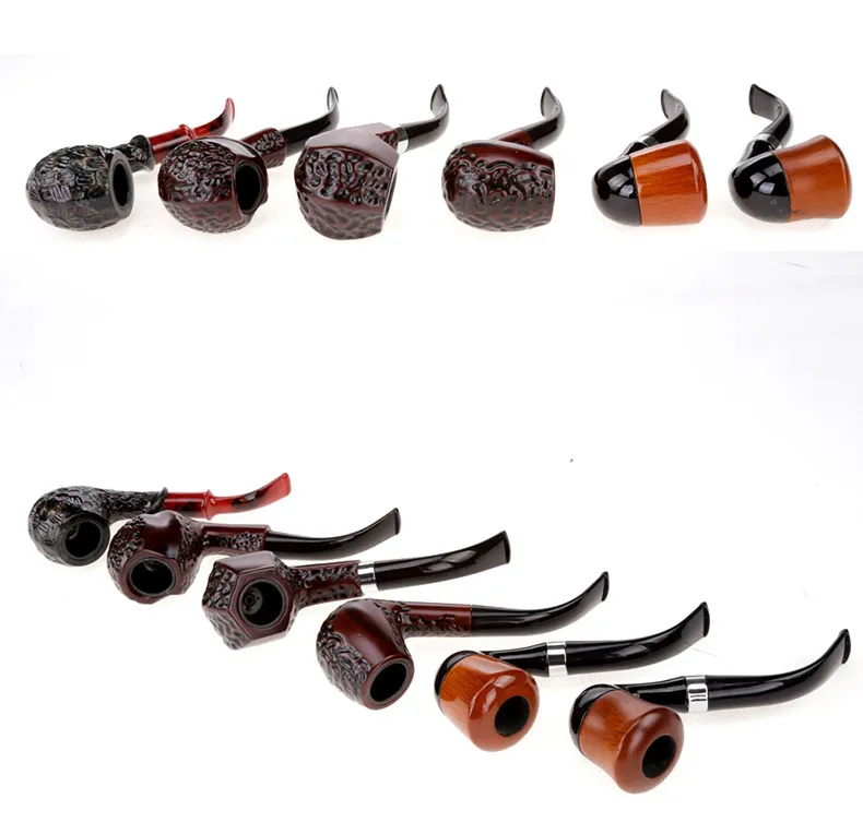 Wood Color Wooden Pipe Smoking Pipes 16cm Metal & Acrylic Material Choiced Gift 4 Types for Tabacoo Cigarette