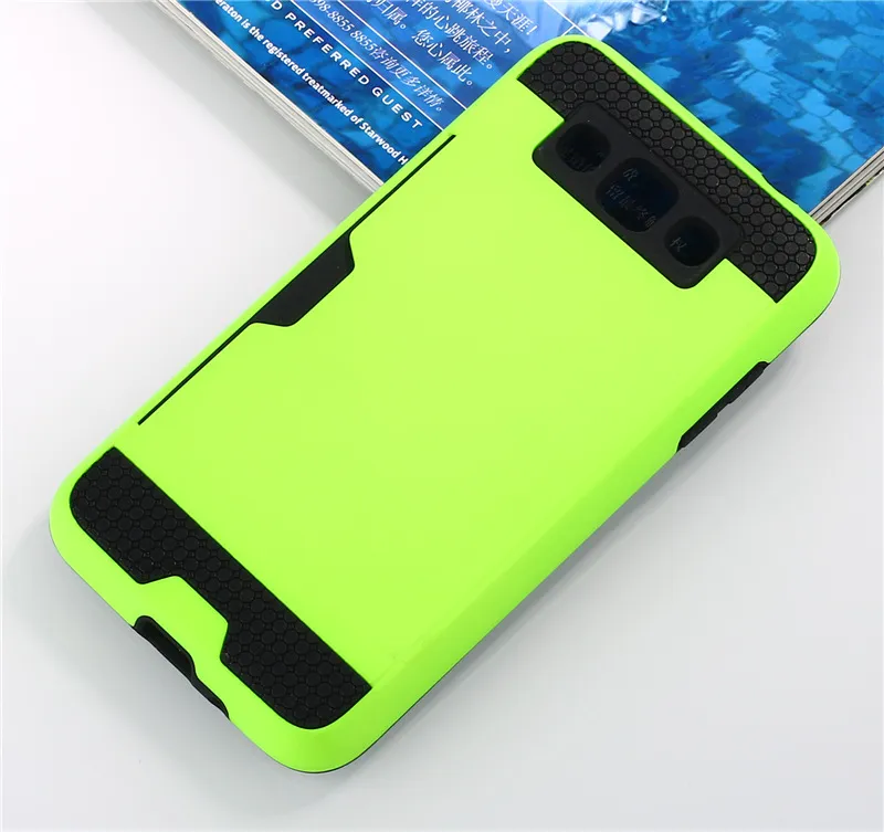 Armor TPU + PC Hybrid Geborsteld Creditcard Slot Case voor Samsung Galaxy Z3 Note 3 Grang Prime G530 Opmerking 8 100 stks / lo