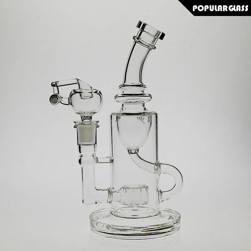 SAML Klein Bong Hookahs Dab Rig Glass Recycler Smoking water pipe Clear Blue Black joint size 14.4mm PG5089FC-Klein