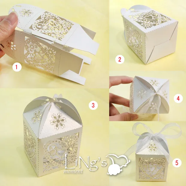 Wholesale Love Heart Laser Cut Hollow Carriage Favors Gifts Candy Boxes With Ribbon Baby Shower Wedding Party Supplies