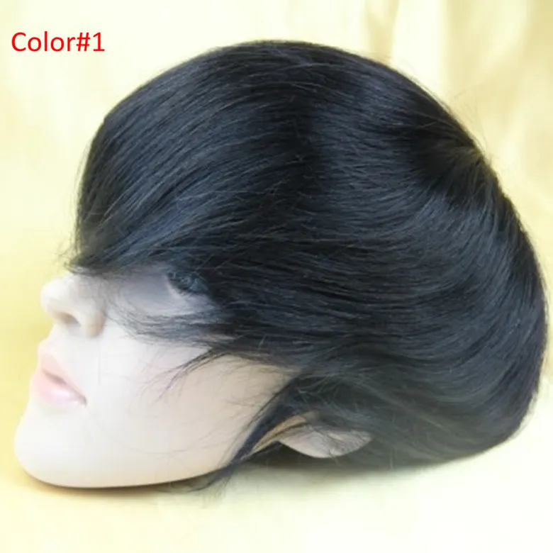 Fastion Men's wigs 7x9inch mono lace Men's toupee 100% human hair replacement Indian hair toupee Wig#1B Color no shedding no tangle For men