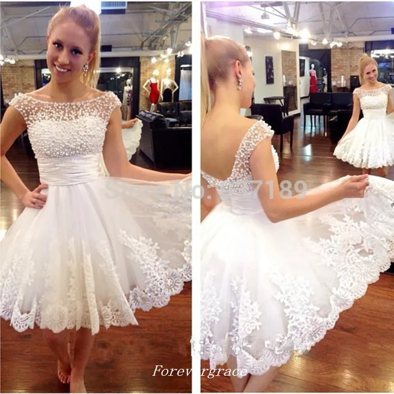 Vestido de novia corto con cuentas de encaje de playa de verano de alta calidad blanco sin espalda para mujer vestido de novia de talla grande