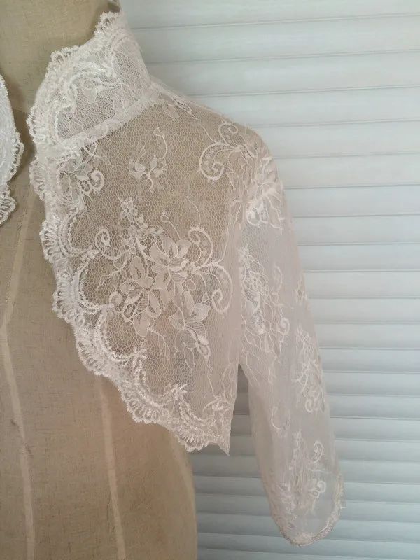 High Quality Wedding Bridal Wraps Jackets With Illusion 3/4 Long Sleeves Cheap Custom Wedding Bolero Wraps 