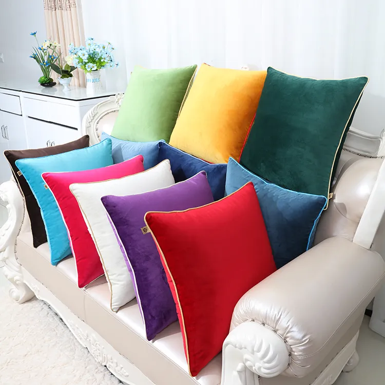 Multi Storlek Vanlig Velvet Fabric Pillow Cushing Cover Hem Office Soffa Stolar Lumbar Back Kudde Ställ Europe Style Decor Billow Cases