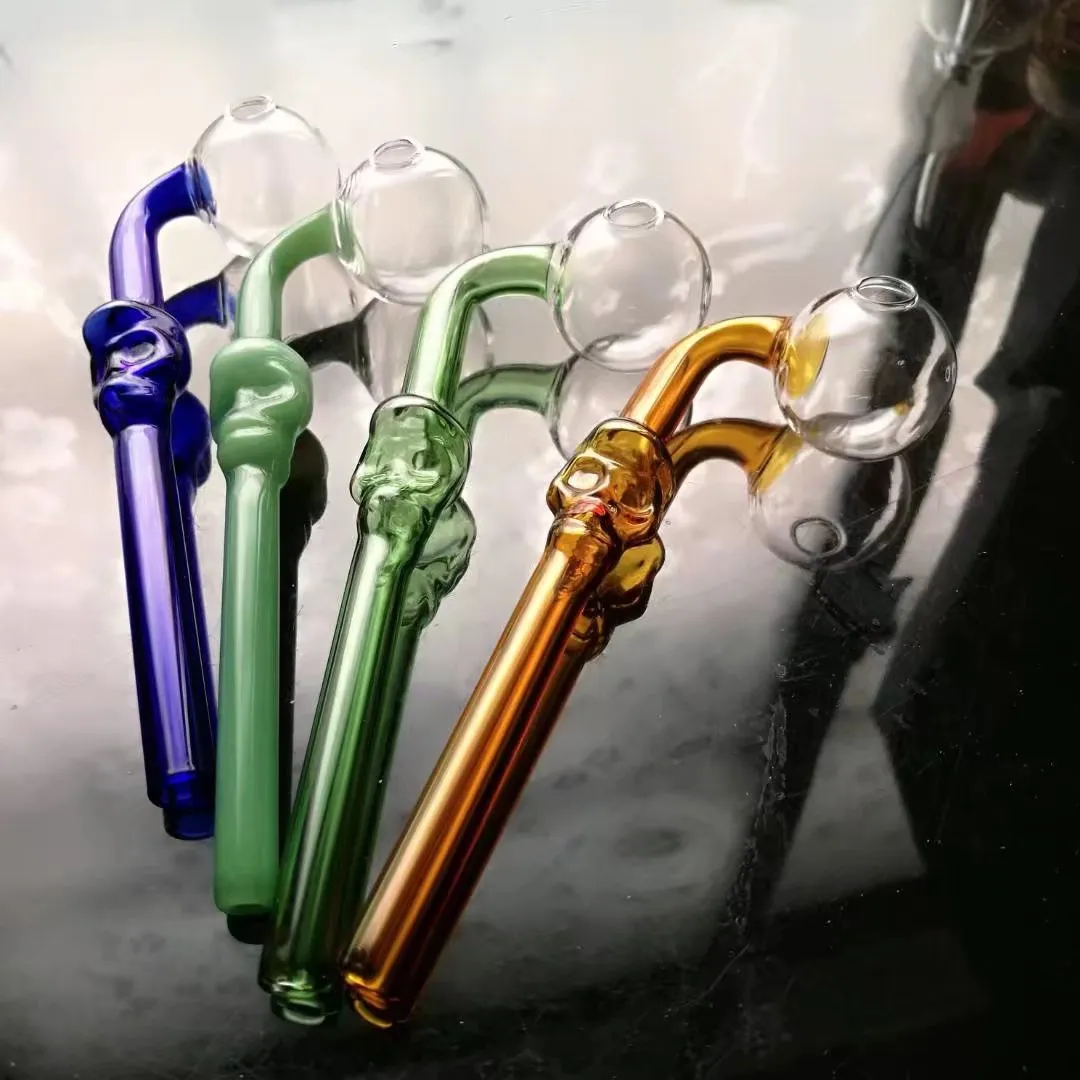 Curved Oil burners Glass Pipes glass bong with color glass balancer water pipe skull e shisha