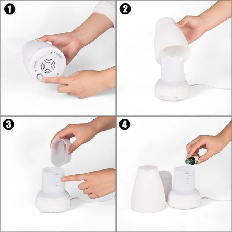 100ml Diffusore di Olio Essenziale Portatile Aroma Umidificatore Diffusore LED Luce Notturna Ad Ultrasuoni Nebbia Fredda Aria Fresca Spa Aromaterapia