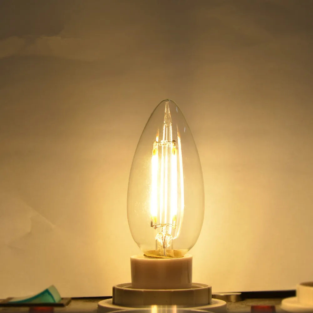 E14 E12 LED-Licht 110 V/220 V 4 W Glühlampe Kerzenlampe Retro Edison Glas Kristall Kronleuchter