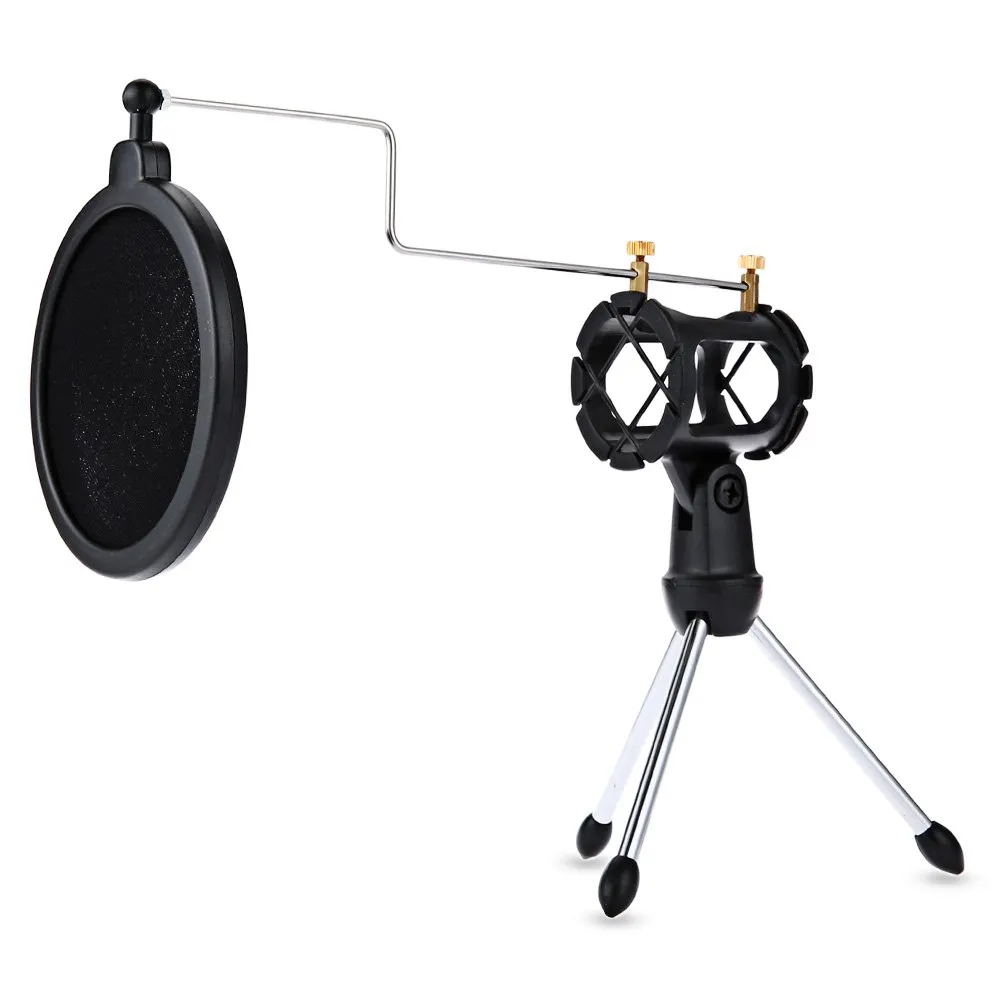 PS-05 Adjustable Desktop Tripod Studio Condenser Stand for Microphone Mic with Windscreen Filter Cover