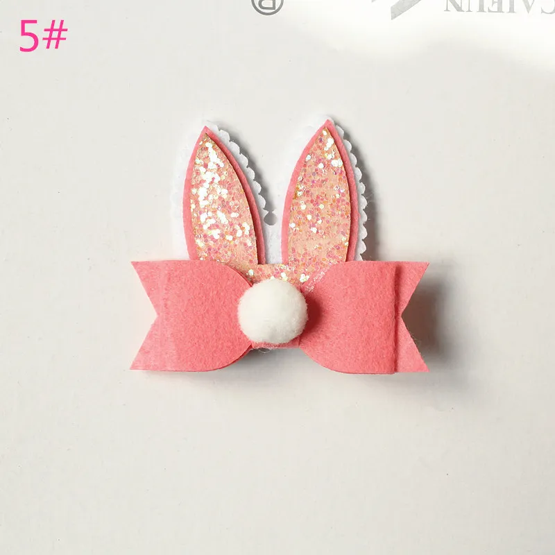 Cartoon Rabbit Ear Hair Bow Prince Baby Girl Hair Clips Bows Hairpin with Soft Ball Kids Cute Animals Hair Barrettes Pink276324c