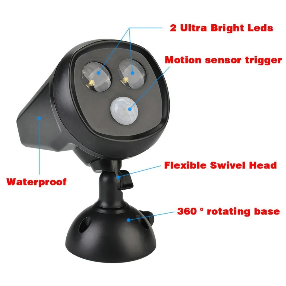 Wandlampen 2 LED Solar Sensitive Motion Sensor Light Ultra Felle Spotlight met Panel voor Pad Porch Garden