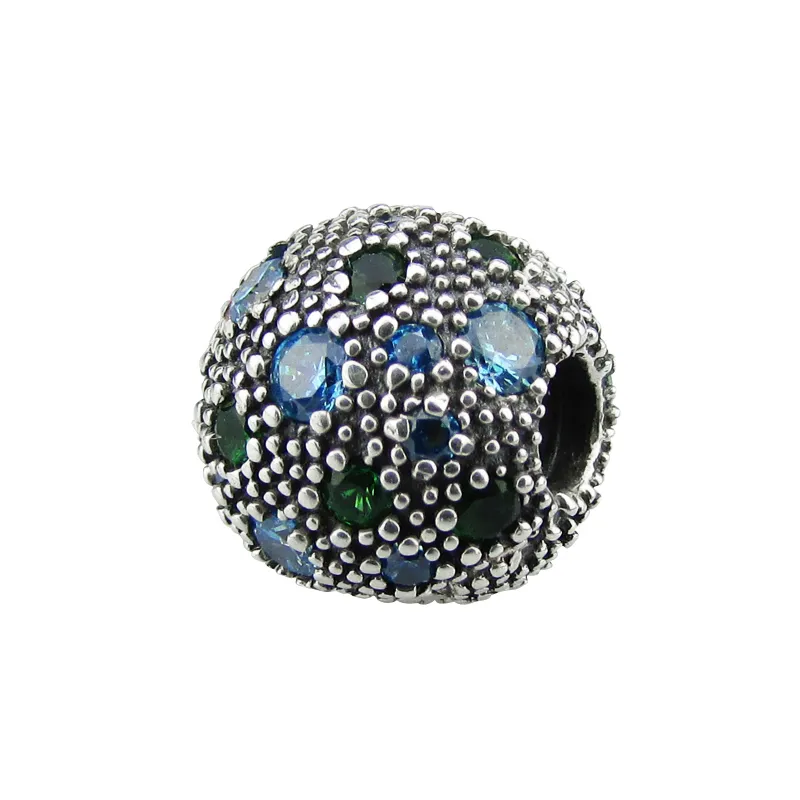 2017 NUOVA perla d'argento estiva Adatto per braccialetti pandora 100% perline in argento sterling 925 con CZ verde all'ingrosso fascino palla fai da te gratuito