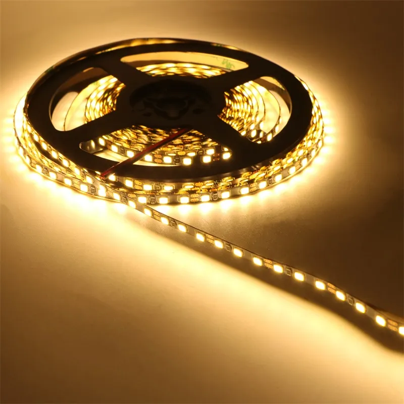 Bande lumineuse Led Flexible et Non étanche, DC12V, 5m, 16,4 pieds, 600leds, 120led/m, côté étroit de 5mm, blanc/noir, largeur de PCB 2835 SMD