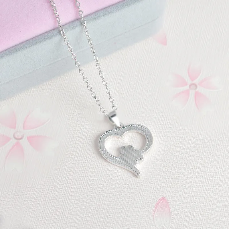 925 Silver Plating Heart Paw Print Necklace Pet Memorial Personality Cat Dog Lovers Necklace Jewelry Wholesale