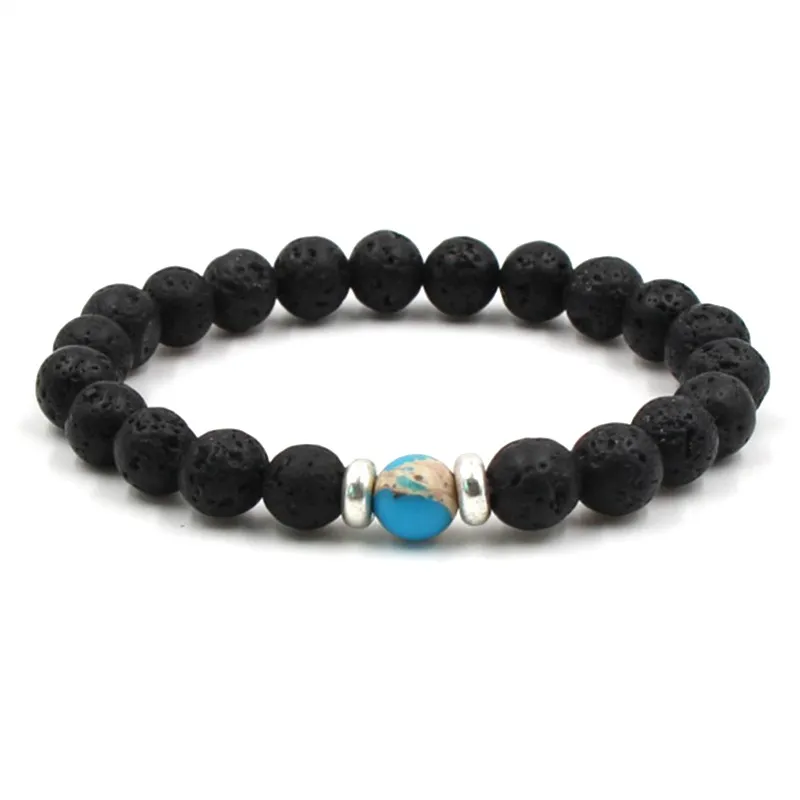 10 couleurs 8 MM perles de pierre de lave noire Bracelet élastique diffuseur d'huile essentielle Bracelet roche volcanique perles cordes à la main