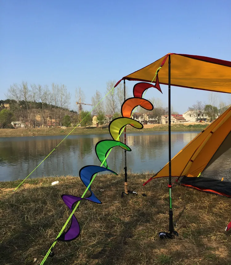 caldo pieghevole arcobaleno spirale mulino a vento manica a vento giardino girandola a vento tenda da campeggio decorazioni da giardino in stock