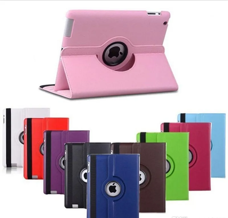 360 degree Rotating Case PU Leather Smart Cover Cases For iPad 2 3 4 air 2 mini Retina mini 3 4 5