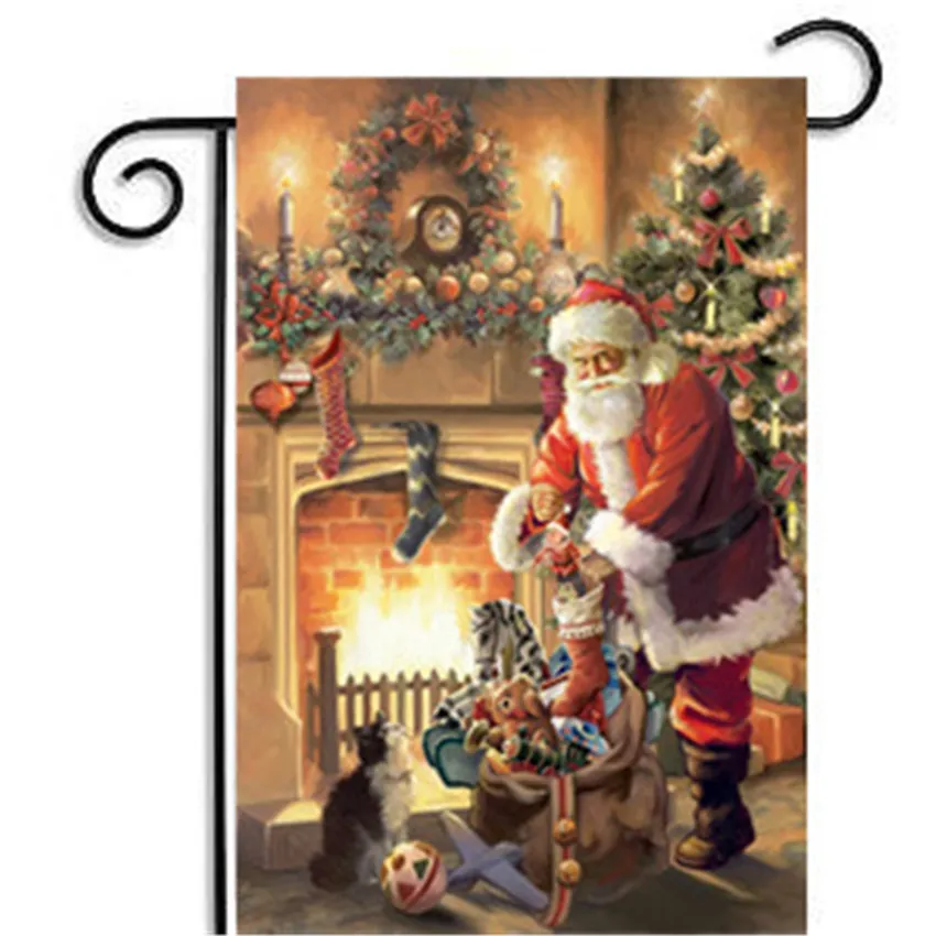 Julträdgårdsflaggor Santa Festival Decor Holiday Party Decoration Banner Ornament inomhus utomhus Pennon Courtyard hängande flagga6592258