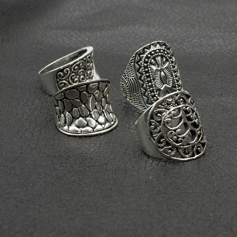 Partihandel Massor Blandade 25st Gotiska Tribal Lady Kvinnor Skuren Topquality Vintage Brons Antiqued Silver Barock Ringar