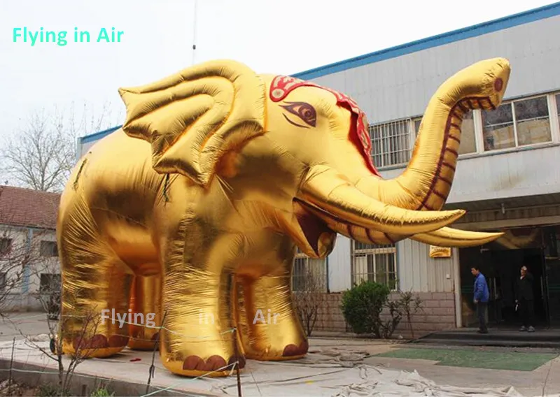야외 퍼레이드 동물 풍선 황금 코끼리 5m 광고 공기를 폭파 된 마스코트 코끼리 이벤트에 대 한