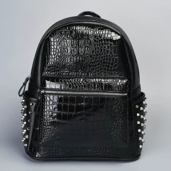 Fashion Alligator Backpack Brand Rivet Bags Casual Men Designer Bag New Bags Unisex Sports Outdoor Travel Backpacks #H810