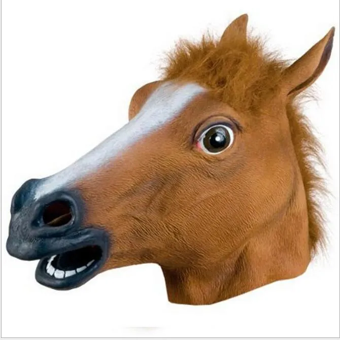 Creepy Horse Head Mask Halloween Kostymteater Prop Novelty Latex Gummi Party Masks Roliga djurhuvudmasker