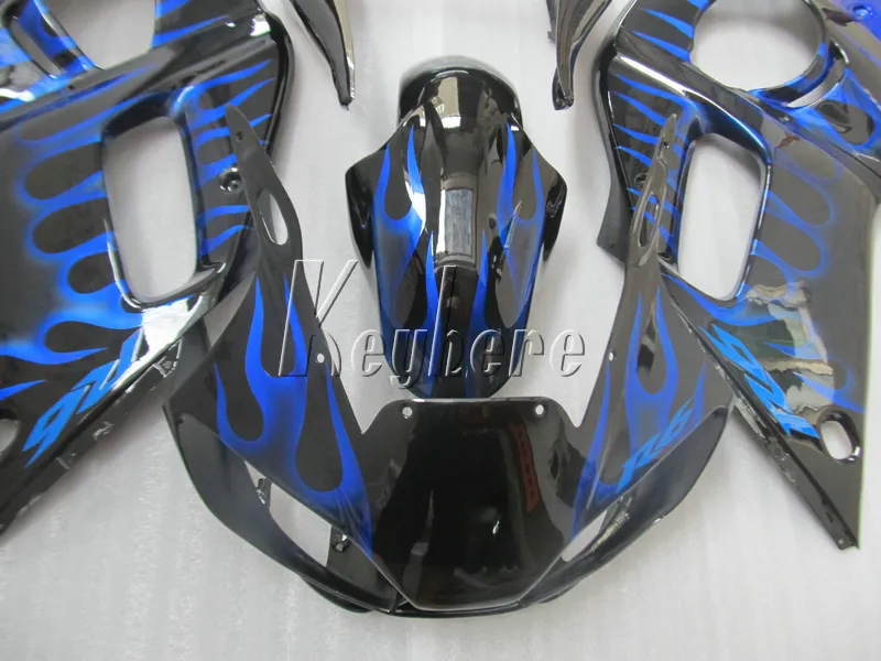 Bodywork plastic fairings for Yamaha YZR R6 98 99 00 01 02 blue flames black fairing kit YZF R6 1998-2002 HT32