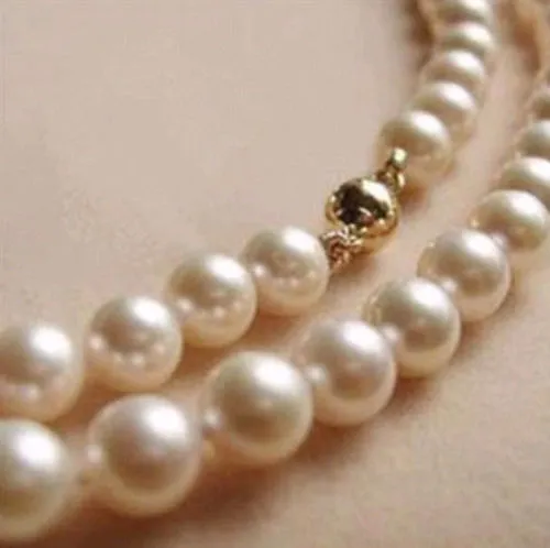 9-10MM White Freshwater Pearl Necklace 18" Round Beads Jewelry Making HU2123