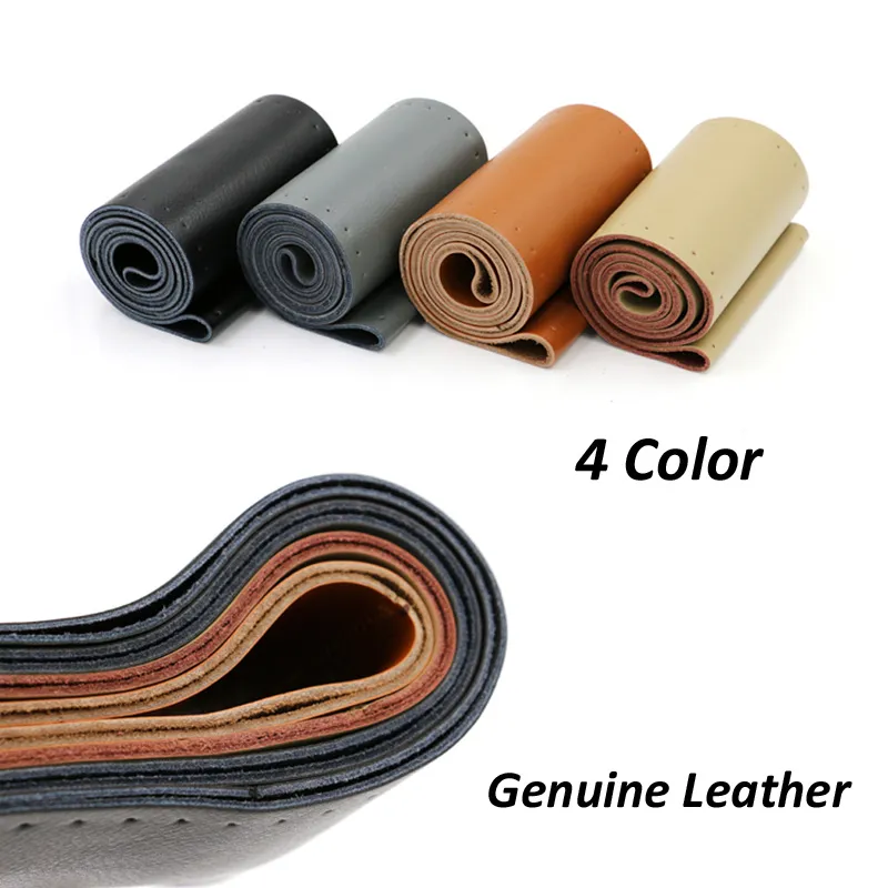 AULLY PARK Car Steering Wheel Cover DIY Genuine Leather Cowhide Braid With Needles Thread Car-Styling Interior Accessory