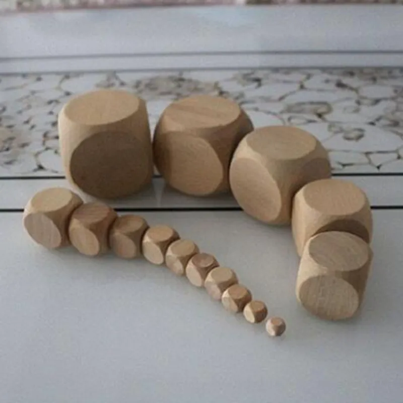 15mm blank wood dice diy 나무 큐브 어린이 안전 교육 장난감 음주 게임 다이스 보드 액세서리 좋은 가격 고품질 #B49