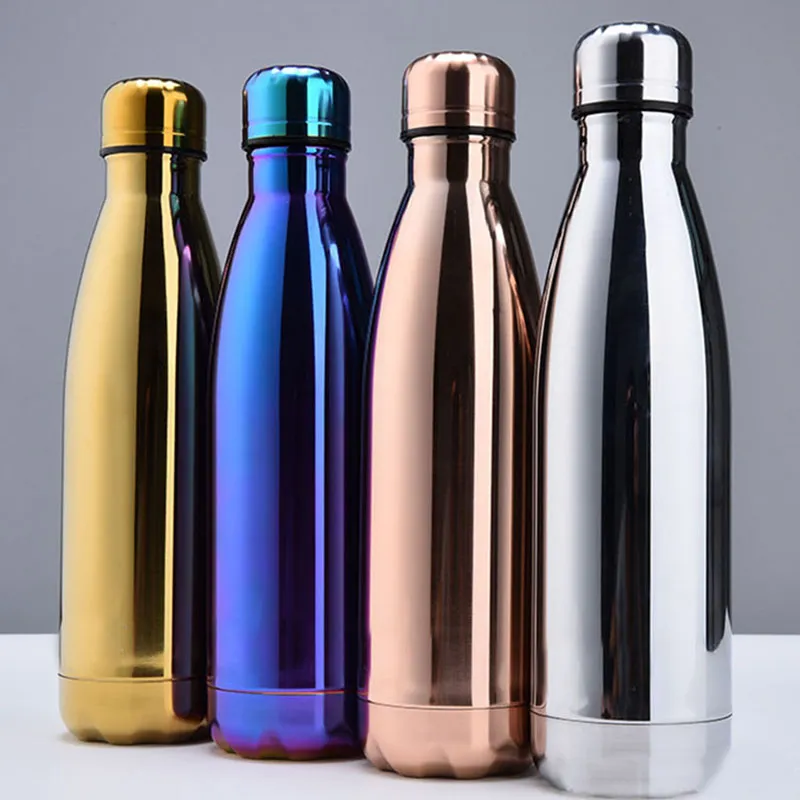 New Water Cup Insulation Mug 500ML Vacuum Bottle Sports 304 Stainless Steel Cola Bowling Shape Travel Mugs Free DHL WX-C19