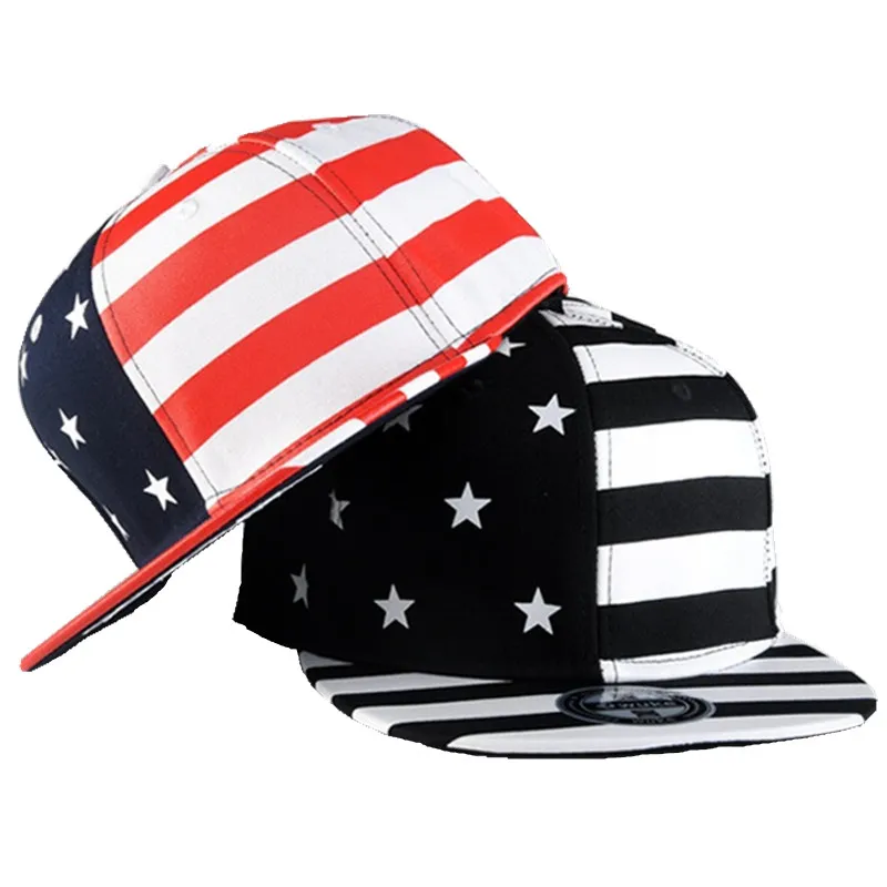 2017 Unisexe Drapeau Américain Impression Casquette De Baseball Plat Rayé Brim Caps Étoiles Hip Hop Gorras Chapeau Snapback Chapeaux Pour Femmes Et Hommes