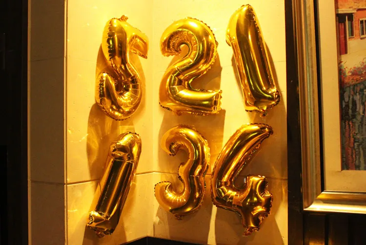 16 Zoll Gold Nummer 0-9 Folienballons Ziffernballons Geburtstagsfeier Hochzeit Dekor Luftballons Event Party Dekoration Feierzubehör