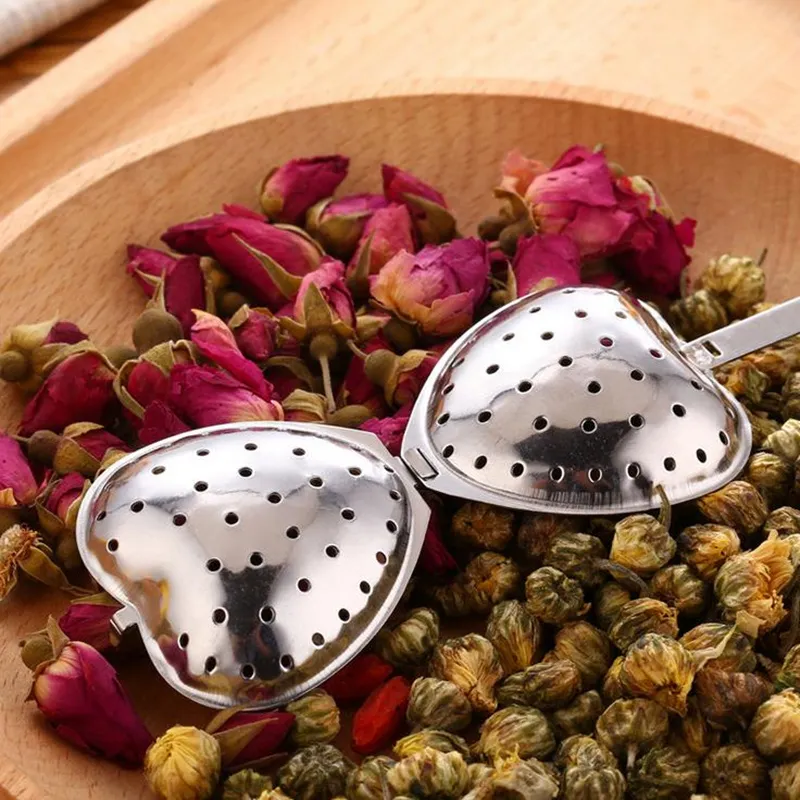 Heart Shaped tea infuser Mesh Ball Stainless Strainer Herbal Locking Tea Infuser Spoon Filter 