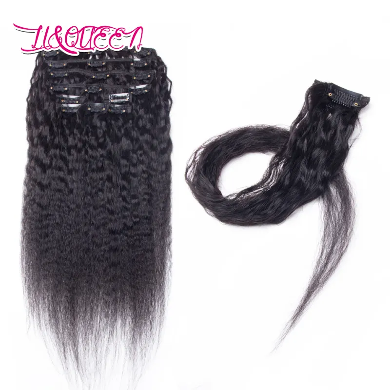 Malaysian Kinky dritto capelli umani Clip nelle estensioni dei capelli Nero naturale Weaves di bellezza non trasformata lot 100glot39459581381342