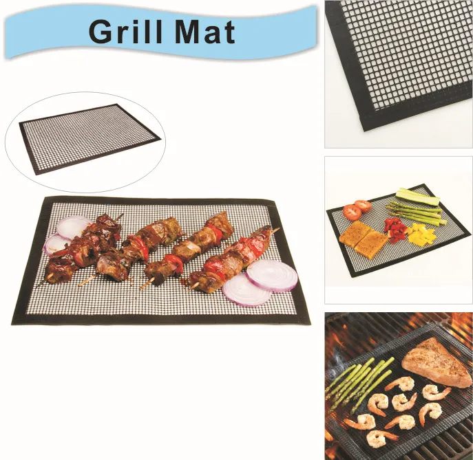 DHgate Silicone Grilling Mesh Mat Non Stick BBQ Grill Mat Reusable Oven Liner for Baking 16 X 13 Black Home Garden