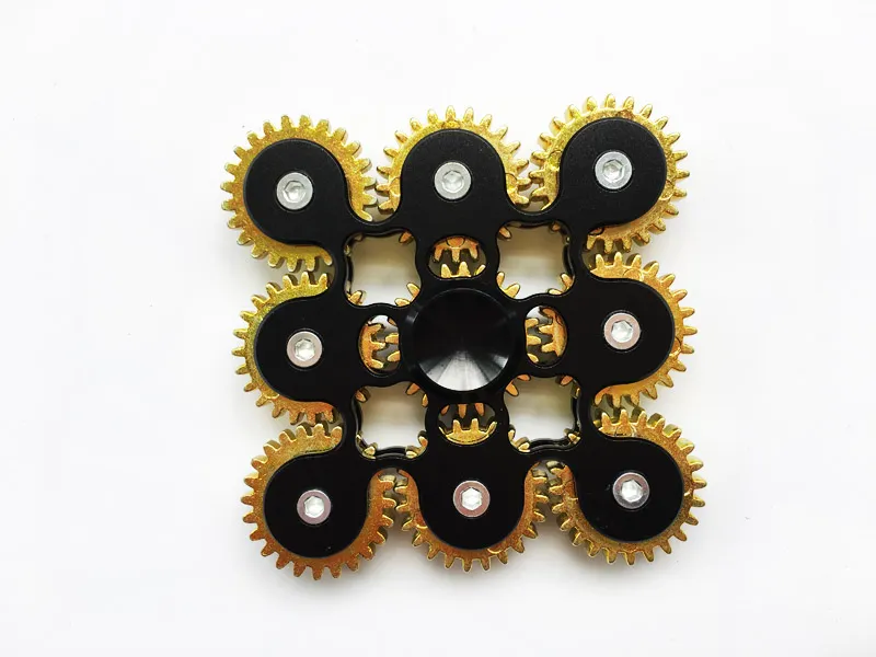 Brass Fidget Spinner Metal Gadget 9 Gear Hand Spinnare 5 Färger Spinning Top Machine med 9 hjul Toppfinger Gyro Ångestleksaker 100