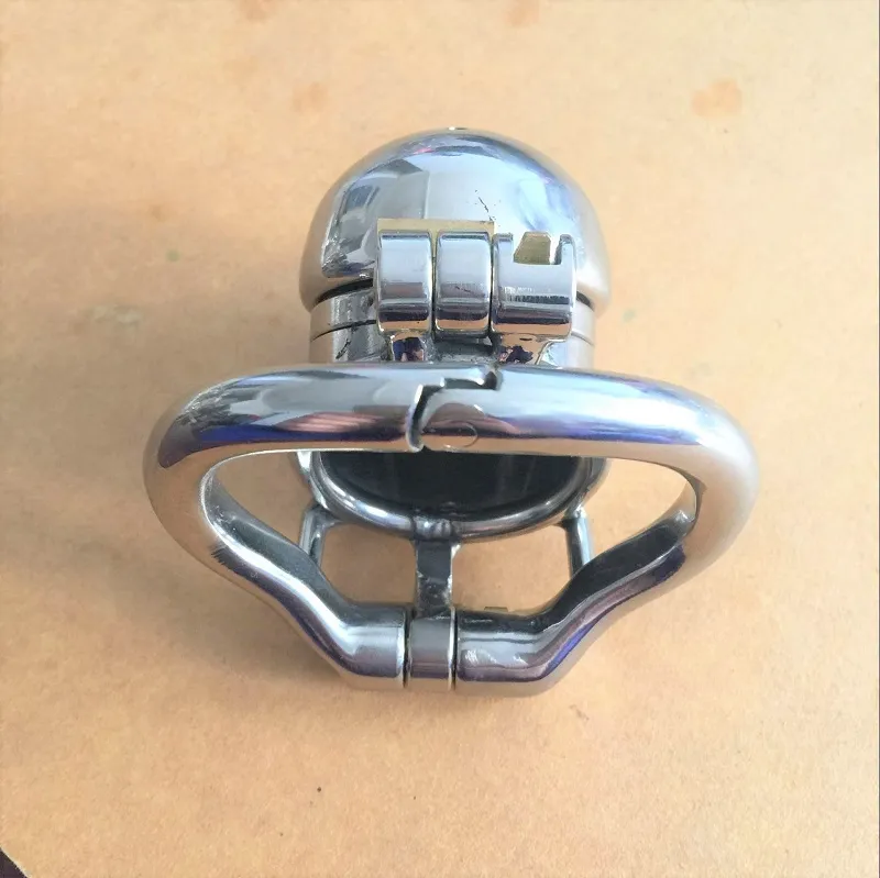 China Neueste Double Lock Design Edelstahl-Keuschheitsgürtel Keuschheitsgerät Metall Penis Lock-Keuschheitskäfig Ring Geschlecht spielt für Männer