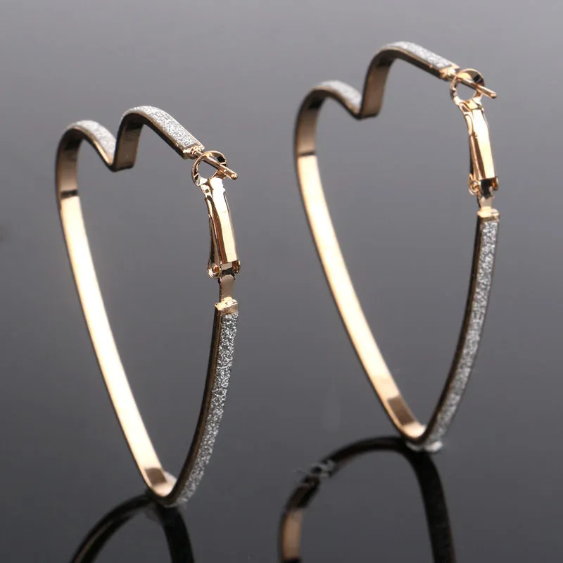 Heart Love Earrings Silver Gold Hoop earings Rings Pierced Ear Cuffs earrings new fashion jewelry women earrings will and sandy Drop Ship