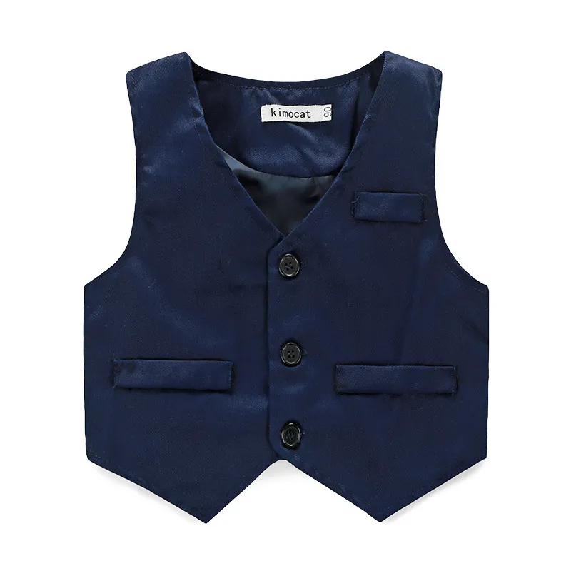 Новый весенне-осенний комплект одежды из 3 предметов для маленьких мальчиков, детская клетчатая рубашка, жилет, брюки, костюм, детская одежда для мальчиков W0364342741