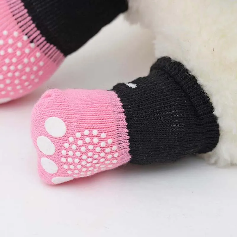 Hot Pet Hond Kat Warme Sokken Voor Winter Schattige Puppy Honden Zacht Katoen Antislip Knit Weave Sok hond Kat Sokken Kleding 4 Stks