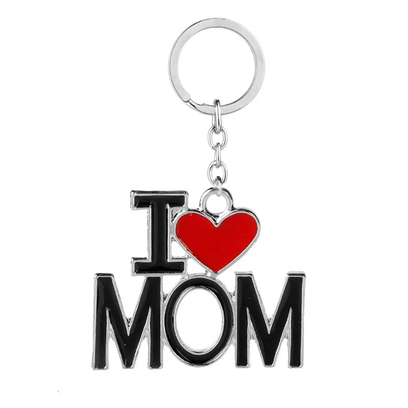 아버지의 날 어머니의 날 선물를위한 새로운 키 체인으로 편지 I 사랑 파파 MAMA DAD MOM 빨간 사랑 심장 열쇠 고리는 체인