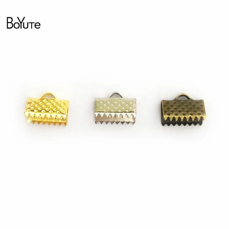 BoYuTe 200pcs 7 Sizes Ribbon Cord End Clamps Cap Crimps Beads Clips, Buckle, Fasteners, Clasp Diy Jewelry Findings components