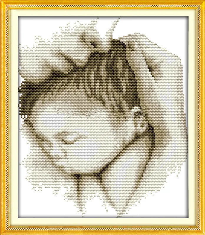 Embrasser l'amour de bébé mère, style gracieux point de croix ensembles de couture kits de broderie peintures comptées imprimées sur toile DMC 11CT